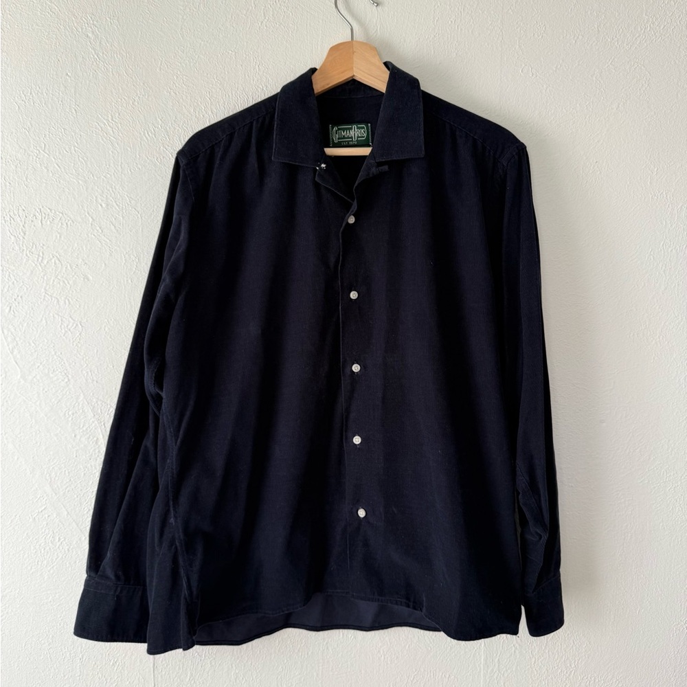 Gitman Brothers Vintage corduroy camp collar long-sleeve shirt (M navy)